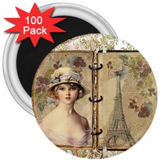 Vintage Design - Paris 3  Magnets (100 Pack) by WensdaiAmbrose