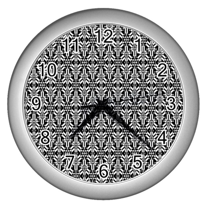 Black And White Filigree Wall Clock (Silver)