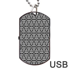 Black And White Filigree Dog Tag Usb Flash (one Side) by retrotoomoderndesigns