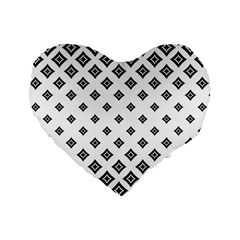 Black And White Tribal Standard 16  Premium Heart Shape Cushions by retrotoomoderndesigns