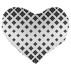 Black And White Tribal Large 19  Premium Flano Heart Shape Cushions by retrotoomoderndesigns