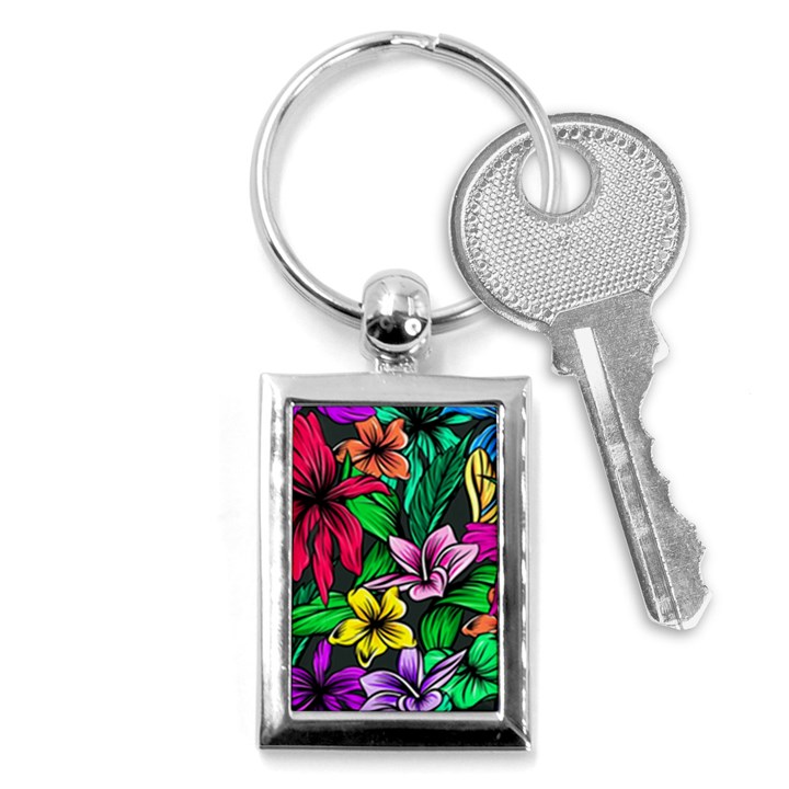 Neon Hibiscus Key Chains (Rectangle) 