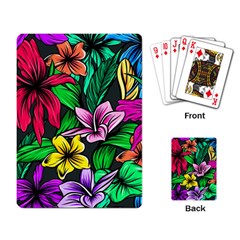 Neon Hibiscus Playing Cards Single Design