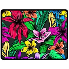 Neon Hibiscus Fleece Blanket (large) 