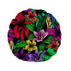 Neon Hibiscus Standard 15  Premium Flano Round Cushions by retrotoomoderndesigns