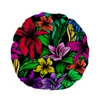 Neon Hibiscus Standard 15  Premium Flano Round Cushions Front