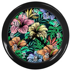 Hibiscus Dream Wall Clock (black)