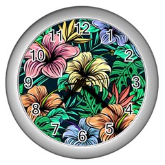 Hibiscus Dream Wall Clock (silver)