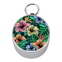 Hibiscus Dream Mini Silver Compasses