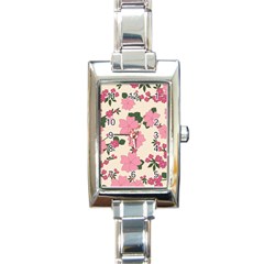 Floral Vintage Flowers Wallpaper Rectangle Italian Charm Watch by Mariart