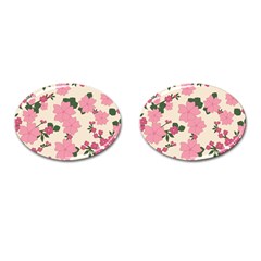 Floral Vintage Flowers Wallpaper Cufflinks (oval) by Mariart