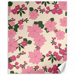 Floral Vintage Flowers Wallpaper Canvas 11  X 14  by Mariart