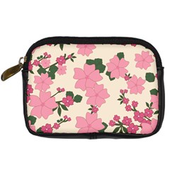 Floral Vintage Flowers Wallpaper Digital Camera Leather Case by Mariart