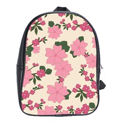 Floral Vintage Flowers Wallpaper School Bag (large) by Mariart