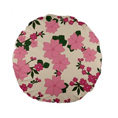 Floral Vintage Flowers Wallpaper Standard 15  Premium Round Cushions by Mariart