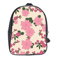 Floral Vintage Flowers Wallpaper School Bag (xl) by Mariart