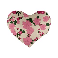 Floral Vintage Flowers Wallpaper Standard 16  Premium Heart Shape Cushions