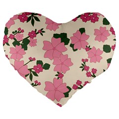 Floral Vintage Flowers Wallpaper Large 19  Premium Heart Shape Cushions by Mariart