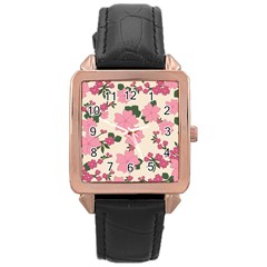 Floral Vintage Flowers Wallpaper Rose Gold Leather Watch  by Mariart