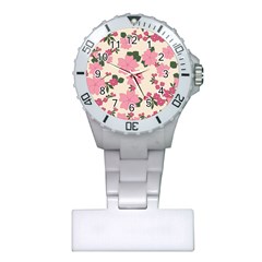 Floral Vintage Flowers Wallpaper Plastic Nurses Watch by Mariart