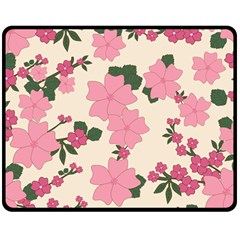 Floral Vintage Flowers Wallpaper Double Sided Fleece Blanket (medium)  by Mariart