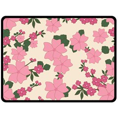 Floral Vintage Flowers Wallpaper Double Sided Fleece Blanket (large)  by Mariart