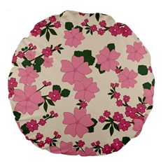 Floral Vintage Flowers Wallpaper Large 18  Premium Flano Round Cushions by Mariart