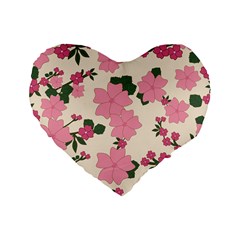 Floral Vintage Flowers Wallpaper Standard 16  Premium Flano Heart Shape Cushions by Mariart