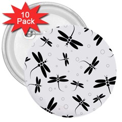 Dragonflies pattern 3  Buttons (10 pack) 