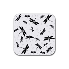 Dragonflies Pattern Rubber Coaster (square)  by Valentinaart