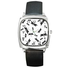 Dragonflies pattern Square Metal Watch