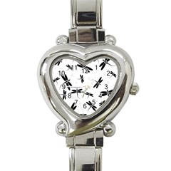 Dragonflies pattern Heart Italian Charm Watch