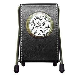 Dragonflies pattern Pen Holder Desk Clock