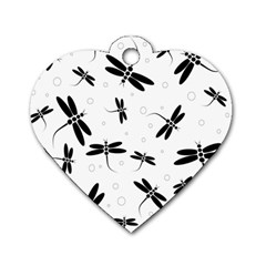 Dragonflies pattern Dog Tag Heart (Two Sides)