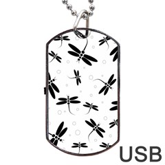 Dragonflies Pattern Dog Tag Usb Flash (one Side) by Valentinaart