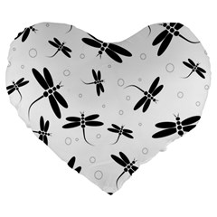 Dragonflies pattern Large 19  Premium Heart Shape Cushions