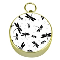 Dragonflies pattern Gold Compasses