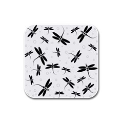 Dragonflies Pattern Rubber Square Coaster (4 Pack)  by Valentinaart