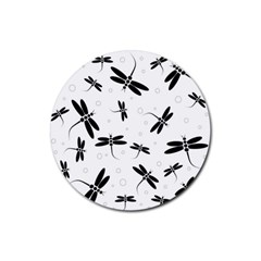 Dragonflies Pattern Rubber Coaster (round)  by Valentinaart