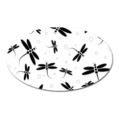 Dragonflies Pattern Oval Magnet by Valentinaart