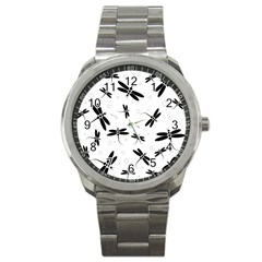 Dragonflies Pattern Sport Metal Watch by Valentinaart