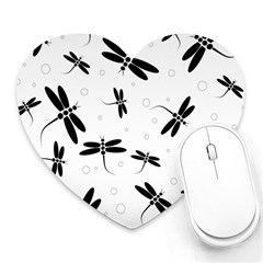 Dragonflies Pattern Heart Mousepads by Valentinaart