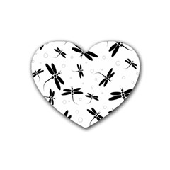 Dragonflies Pattern Heart Coaster (4 Pack)  by Valentinaart