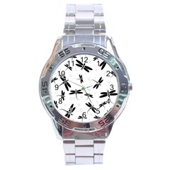 Dragonflies Pattern Stainless Steel Analogue Watch by Valentinaart