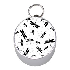 Dragonflies Pattern Mini Silver Compasses by Valentinaart