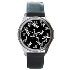 Dragonflies pattern Round Metal Watch