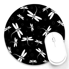 Dragonflies Pattern Round Mousepads by Valentinaart