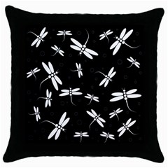 Dragonflies Pattern Throw Pillow Case (black) by Valentinaart