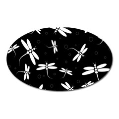 Dragonflies Pattern Oval Magnet by Valentinaart