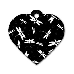 Dragonflies pattern Dog Tag Heart (One Side)